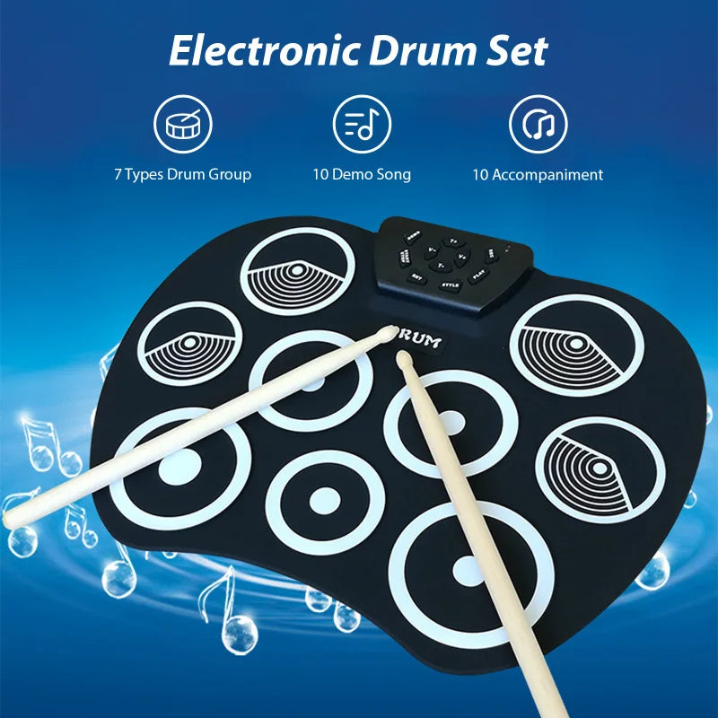 Portable Electronic Drum Set 9 Pad MIDI Kit