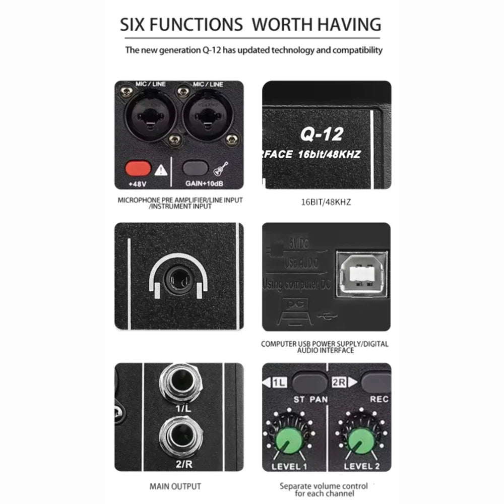 2-Channel USB Audio Interface Mixer