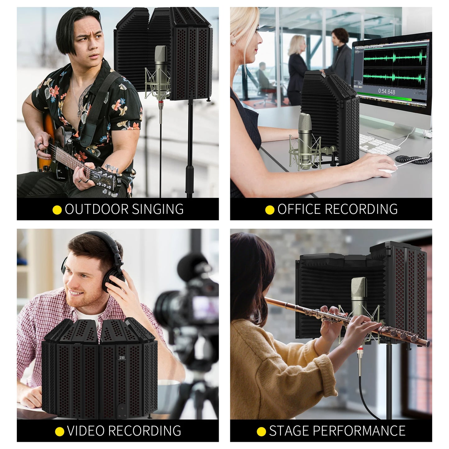 Microphone Isolation Shield Foldable Studio Pop Filter
