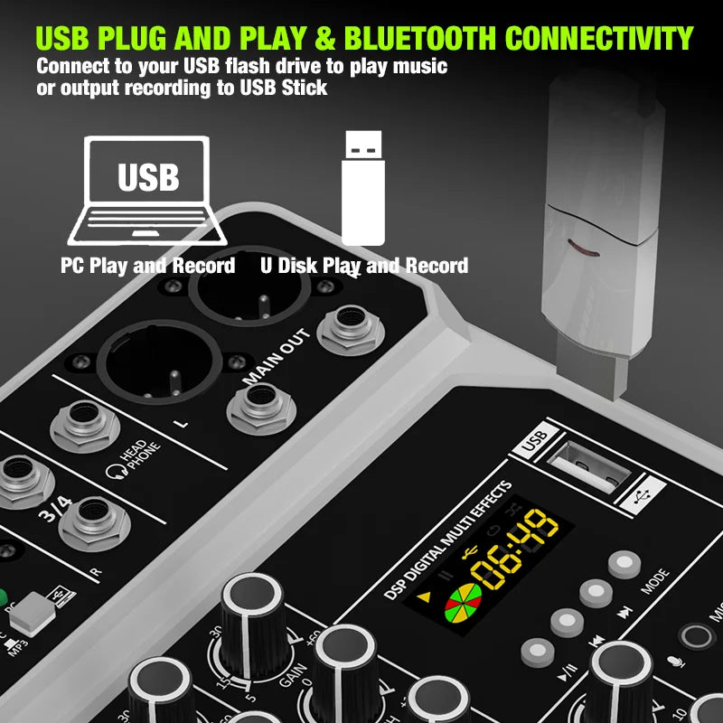 4 Channel Audio Mixer Bluetooth Recording Kit