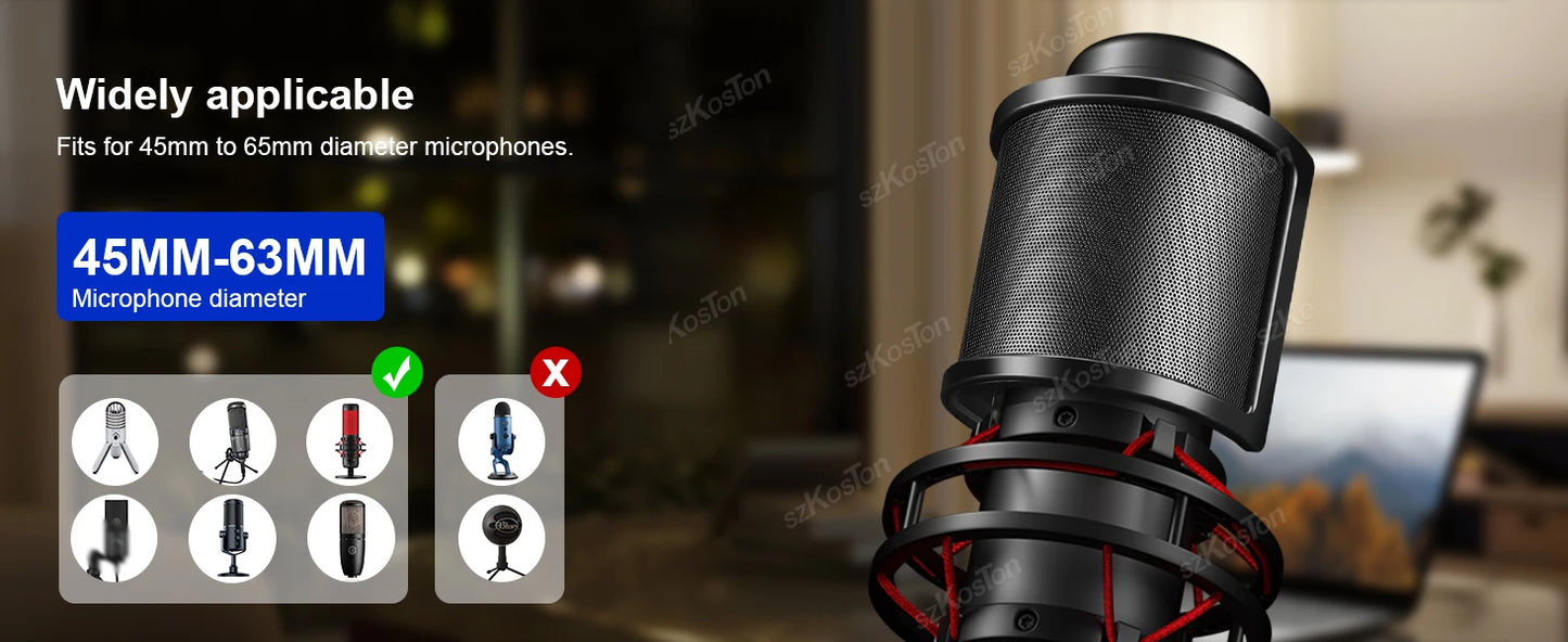Triple Layer Microphone Pop Filter Shield