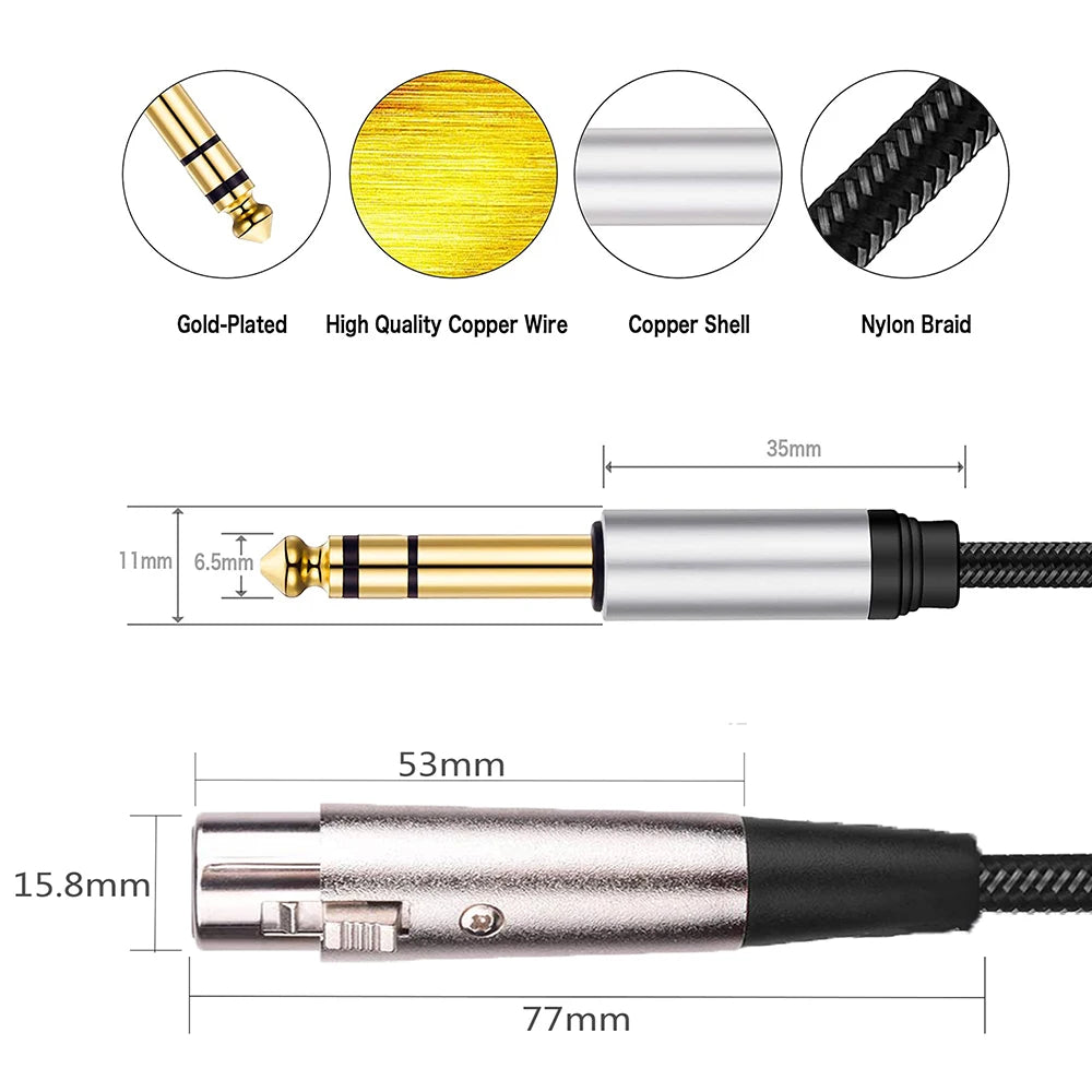 6.35mm TRS to XLR Audio Cable Braided