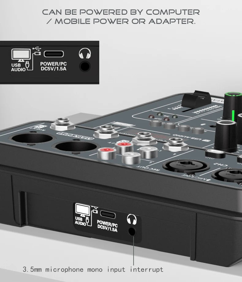 4 Channel Bluetooth Mixer with 48V Phantom Power