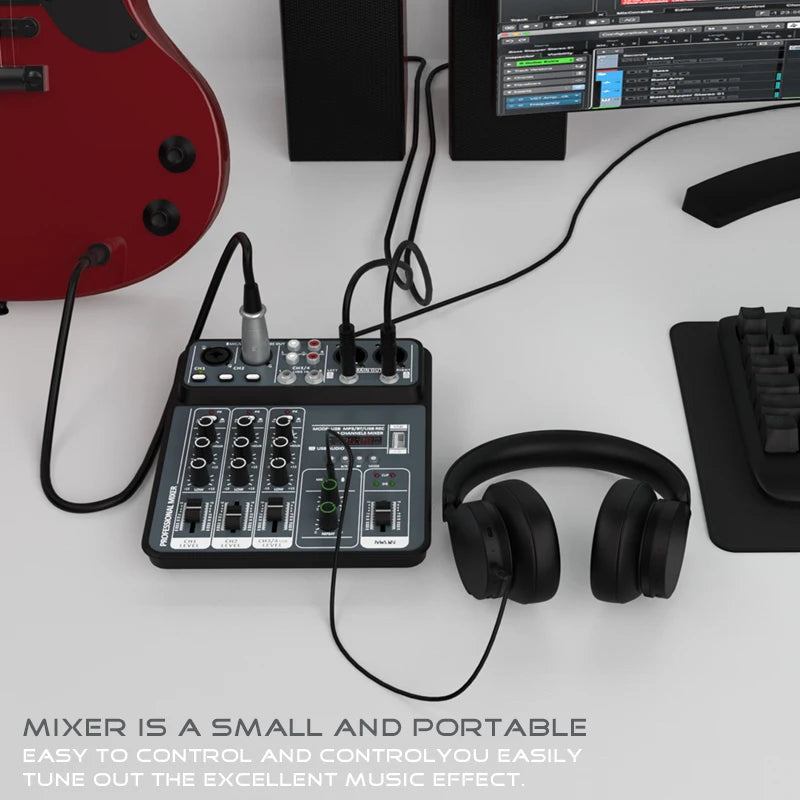 4 Channel Bluetooth Mixer with 48V Phantom Power
