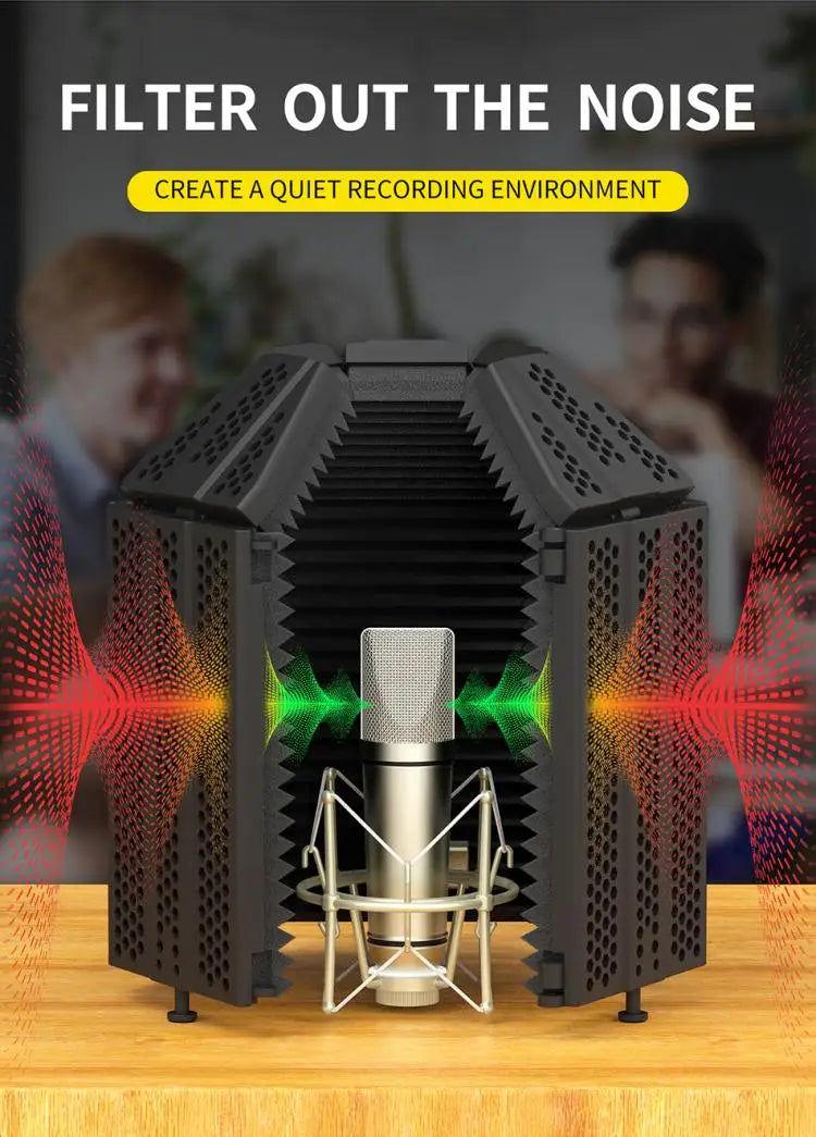 Microphone Isolation Shield Foldable Studio Pop Filter