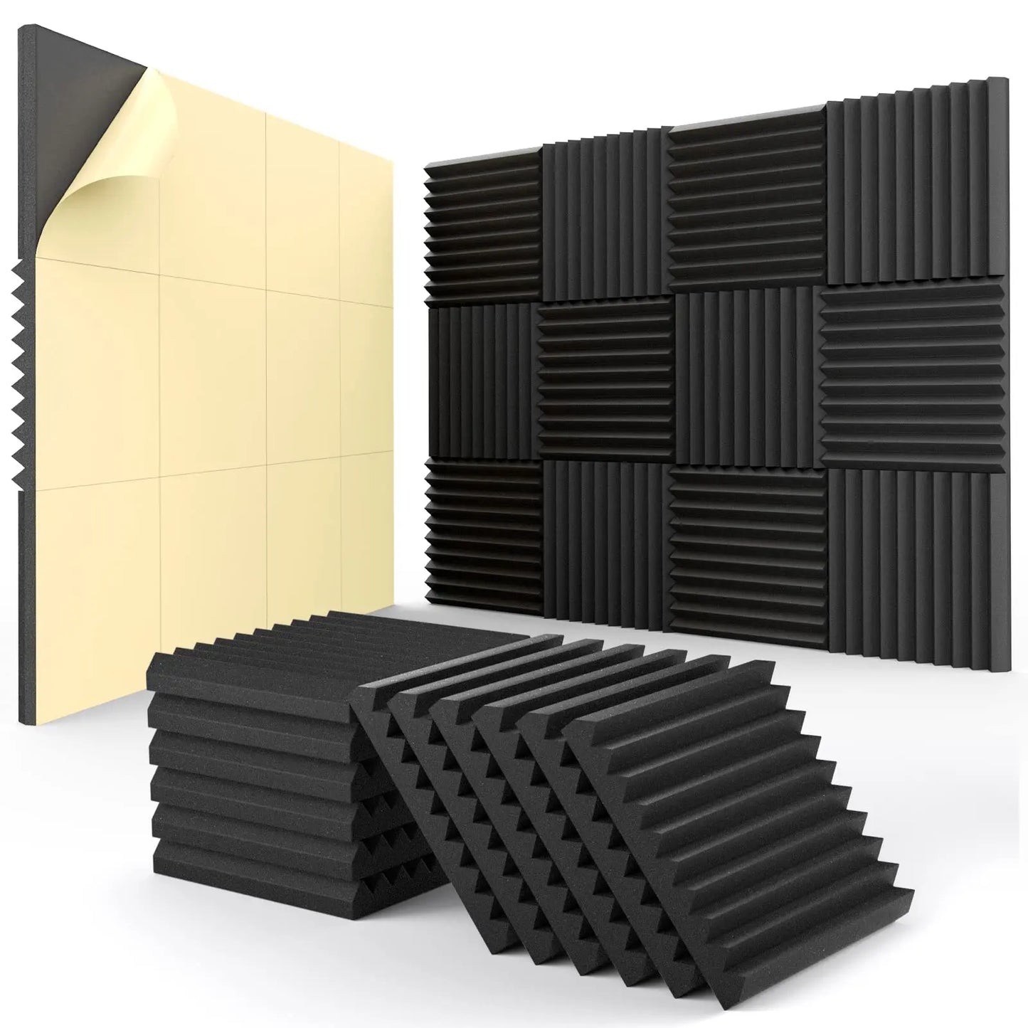 Self-Adhesive Acoustic Foam Panels 12 Pack