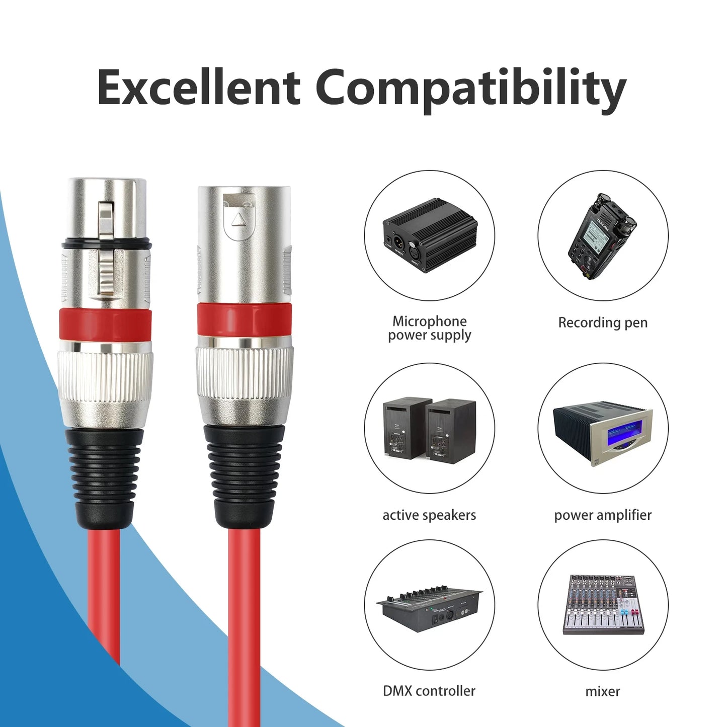 XLR Microphone Extension Cable 3-Pin Balanced