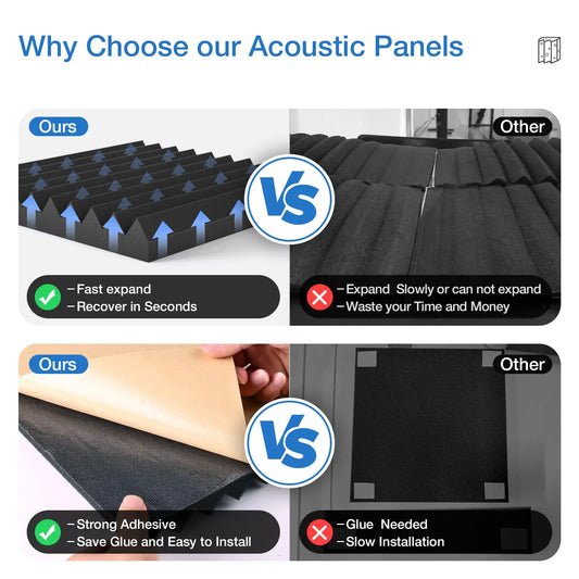 Self-Adhesive Acoustic Foam Panels 12 Pack