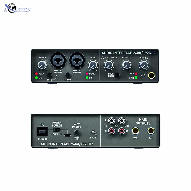 USB Audio Interface Mixer 2 Channel Recording