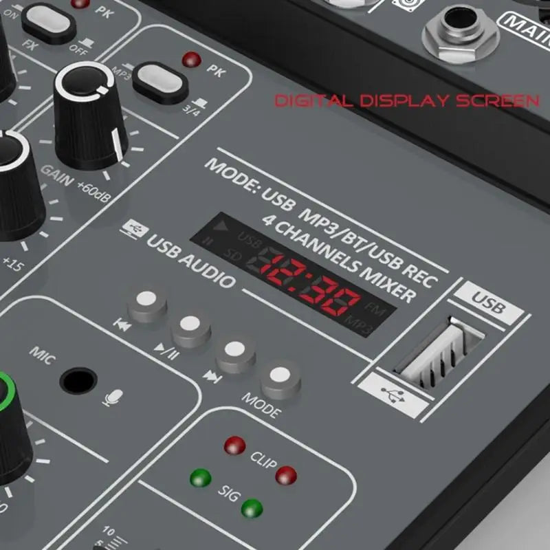 4 Channel USB Mixing Console Recording Mixer