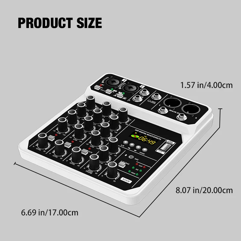 4 Channel Audio Mixer Bluetooth Recording Kit