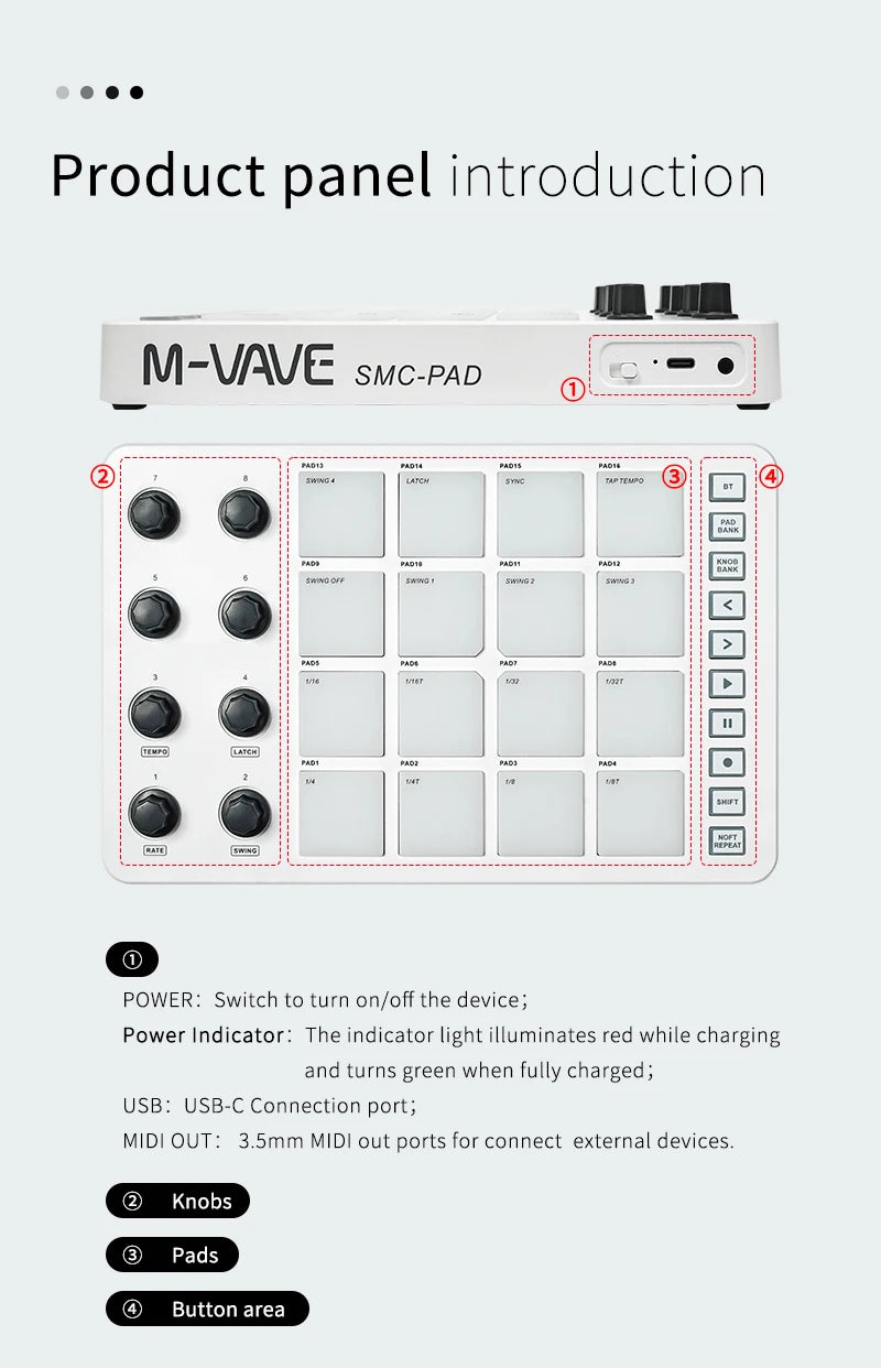 M VAVE SMC PAD Wireless MIDI Controller