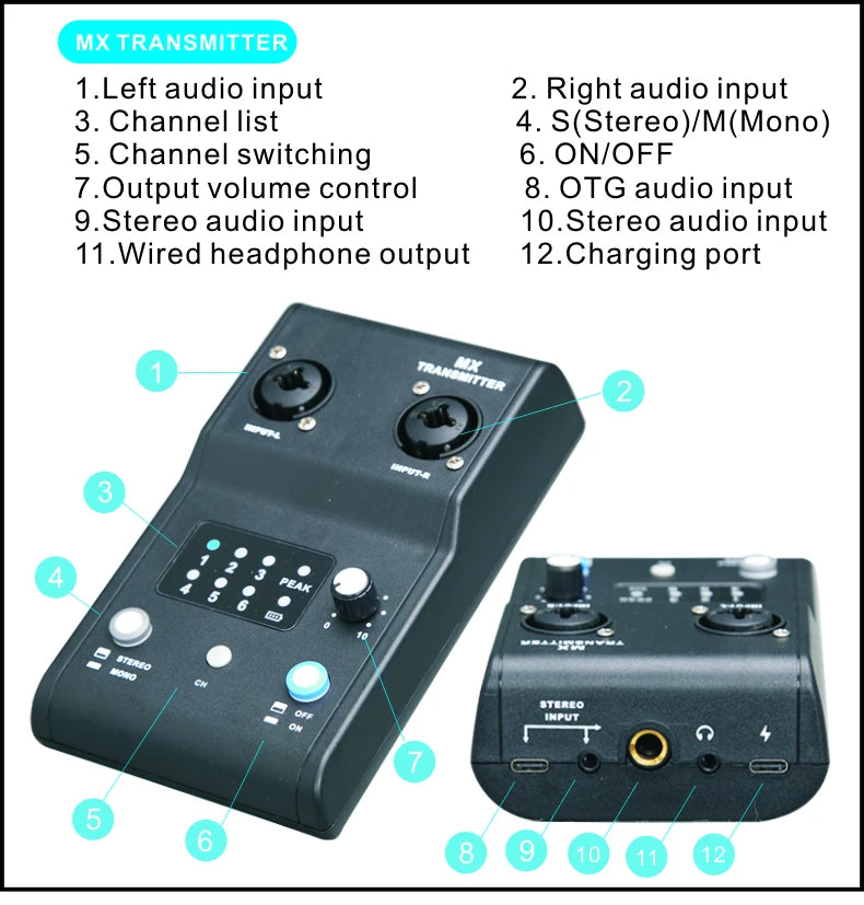 Wireless In Ear Monitor System Stereo Audio