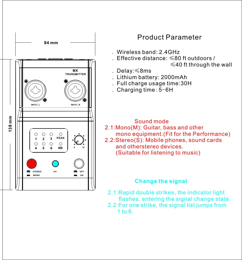 Wireless In Ear Monitor System Stereo Audio