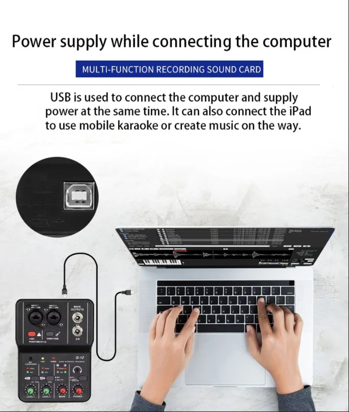 2-Channel USB Audio Interface Mixer