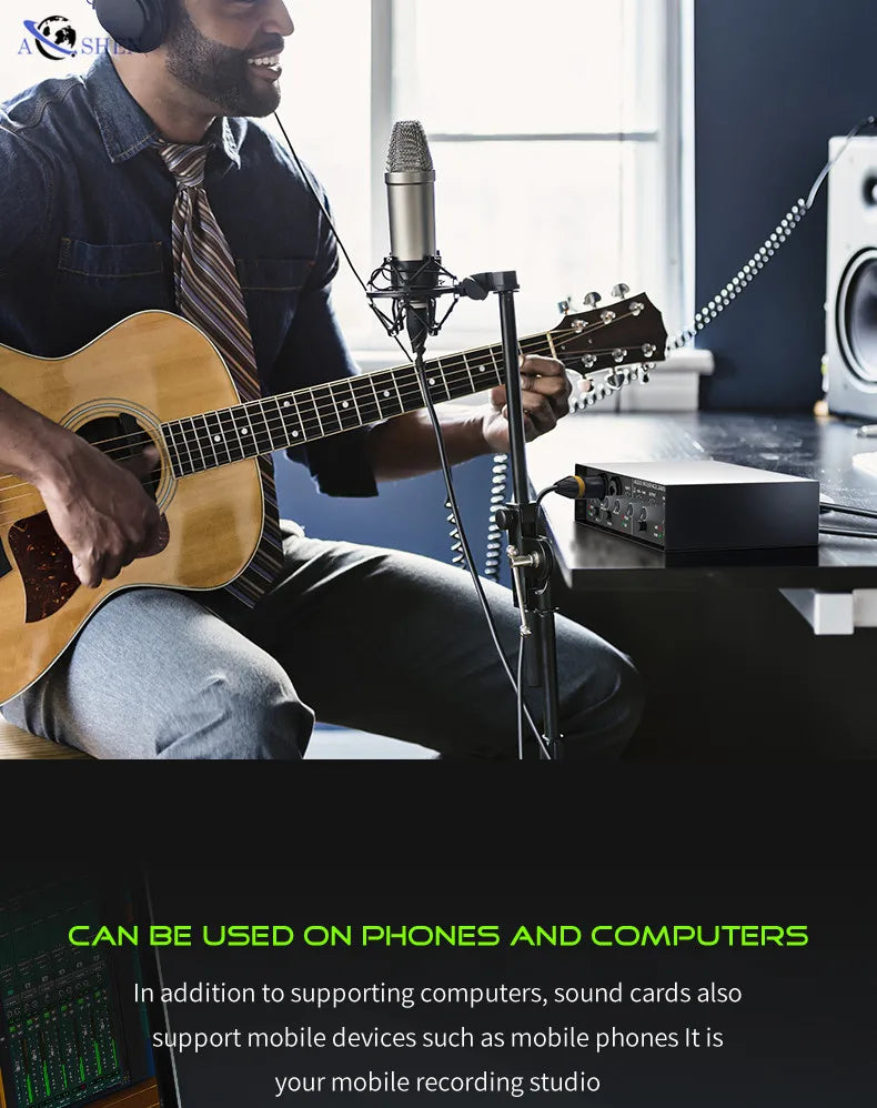 USB Audio Interface Mixer 2 Channel Recording