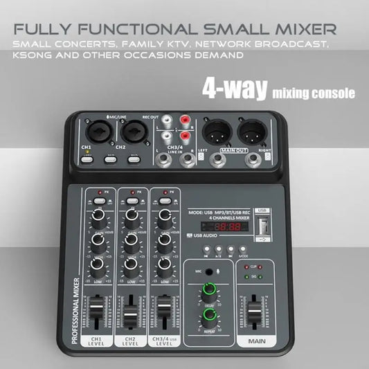 4 Channel USB Mixing Console Recording Mixer