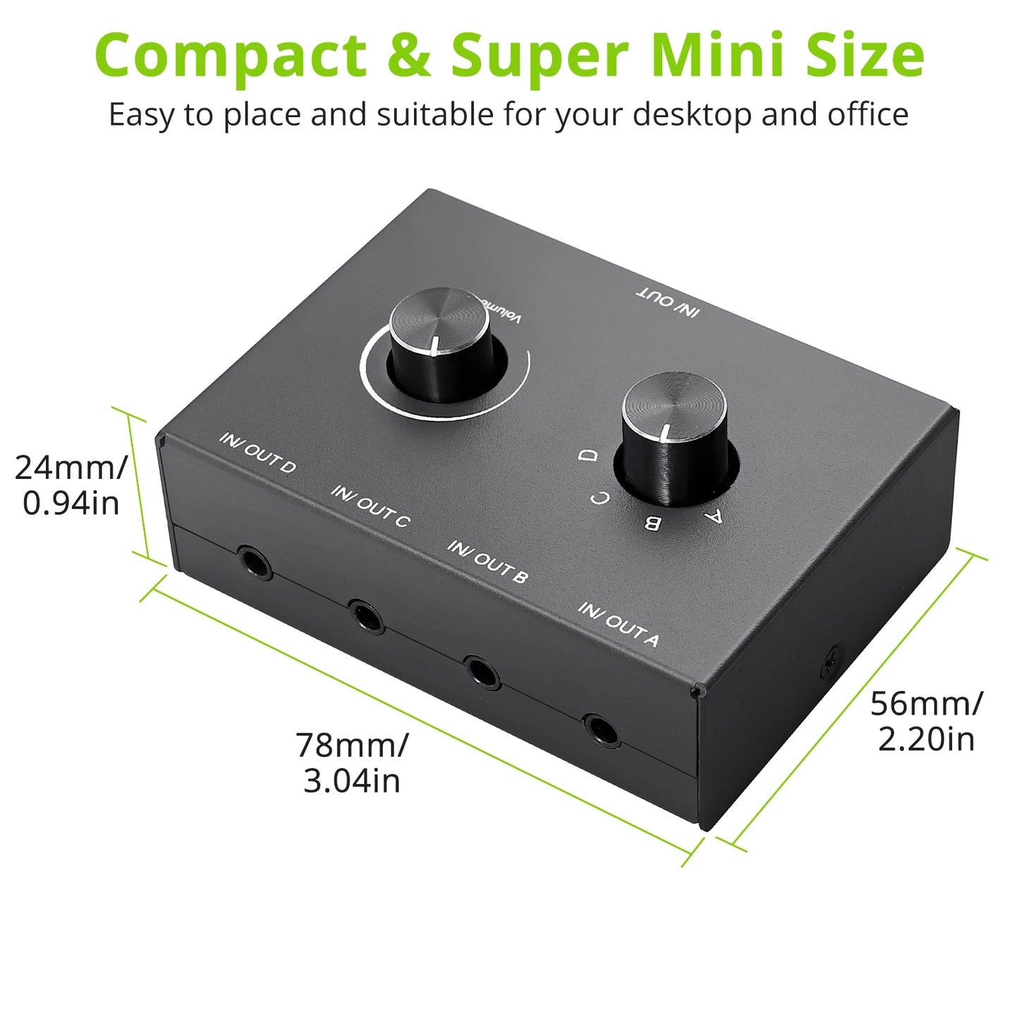 4-Way 3.5mm Stereo Audio Switcher Box