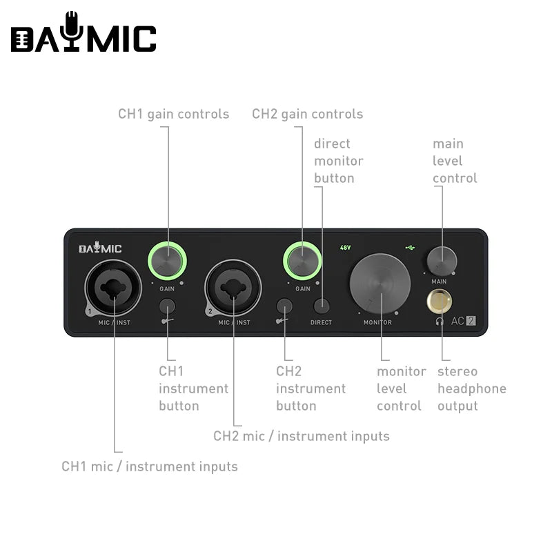 X2 USB Audio Interface 2 Channel Recording