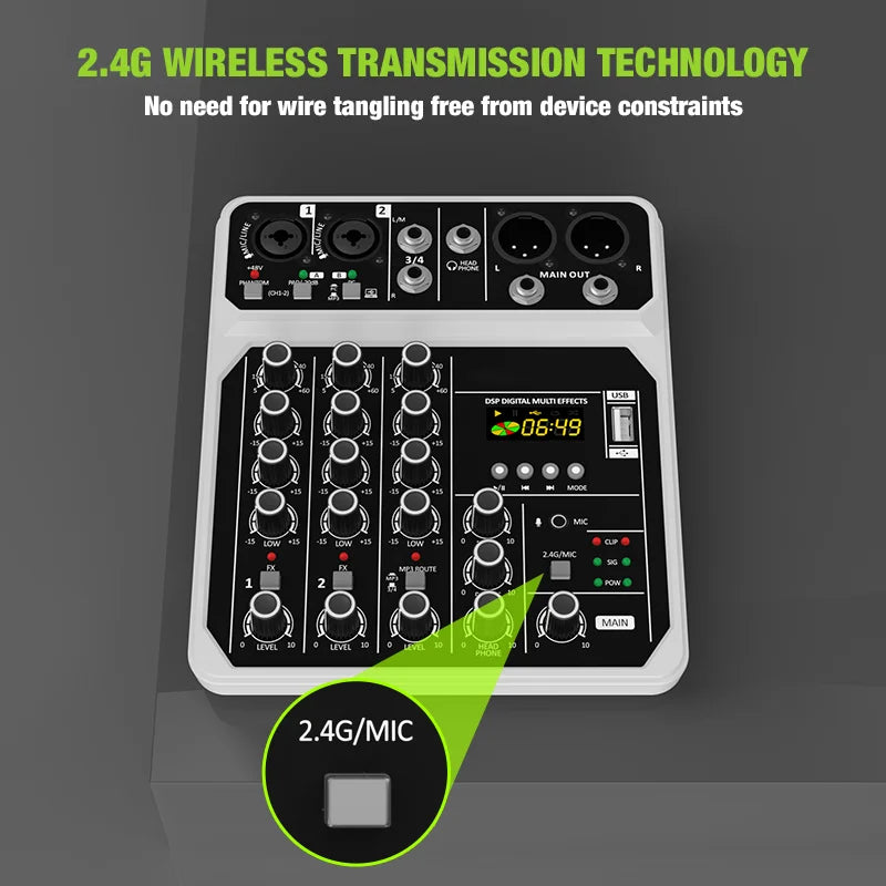 4 Channel Audio Mixer Bluetooth Recording Kit