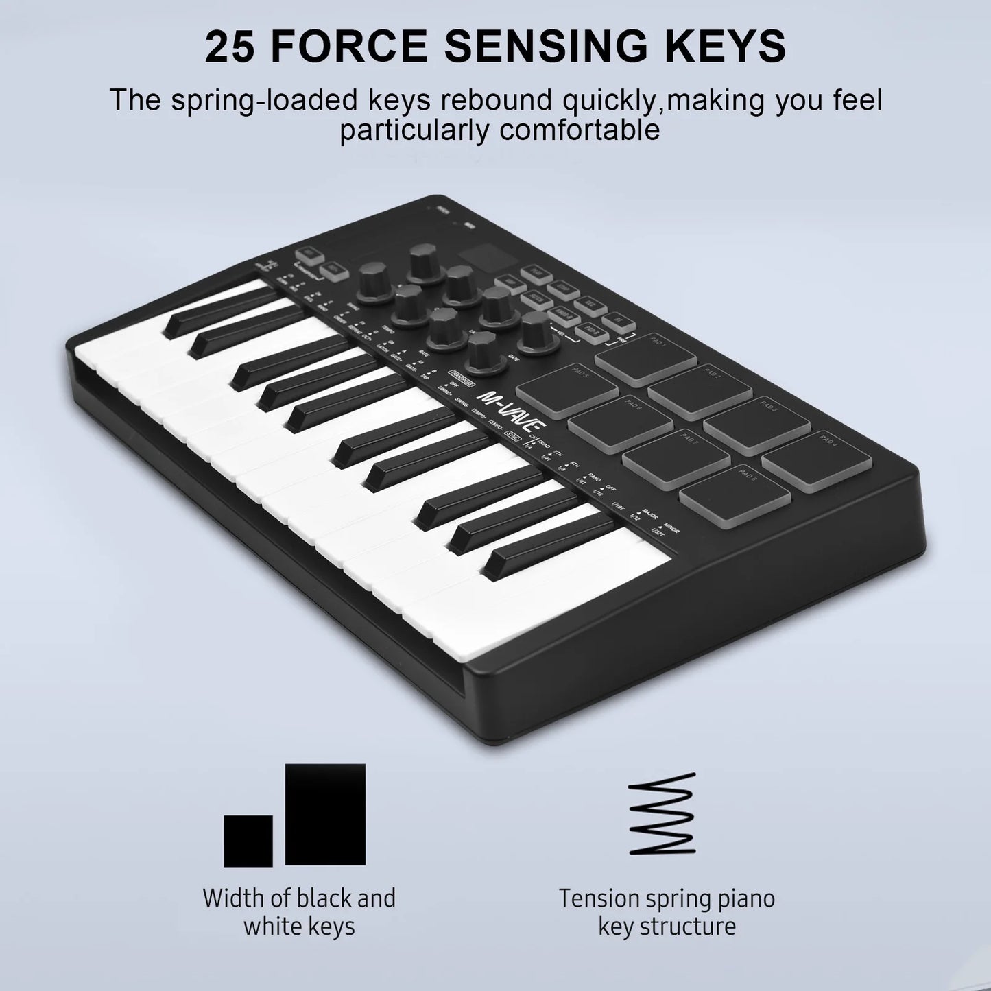 Mini 25-Key Wireless MIDI Controller