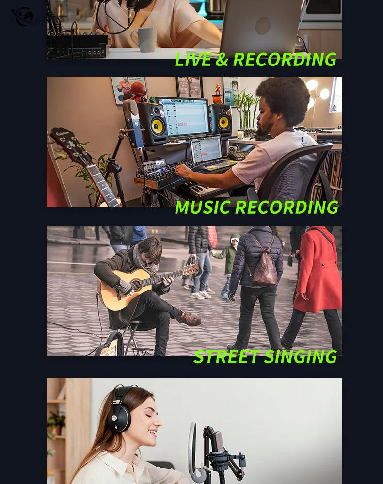 USB Audio Interface Mixer 2 Channel Recording