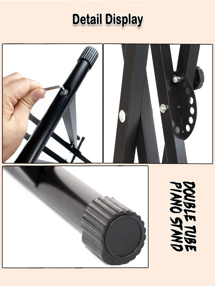 Adjustable Double X Keyboard Stand with Locking Straps